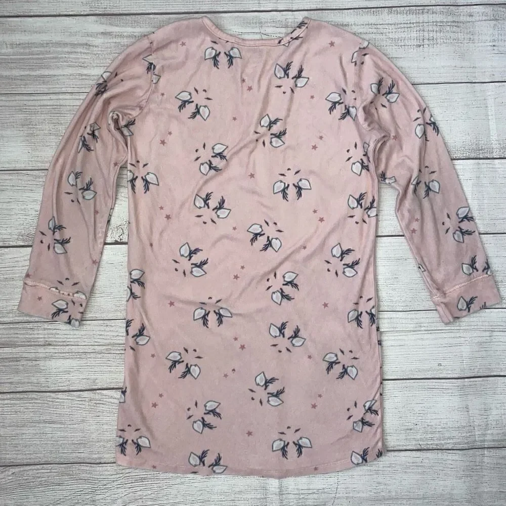 Justice fleece Longsleeve nightgown pink w/animal print sz 10 girls